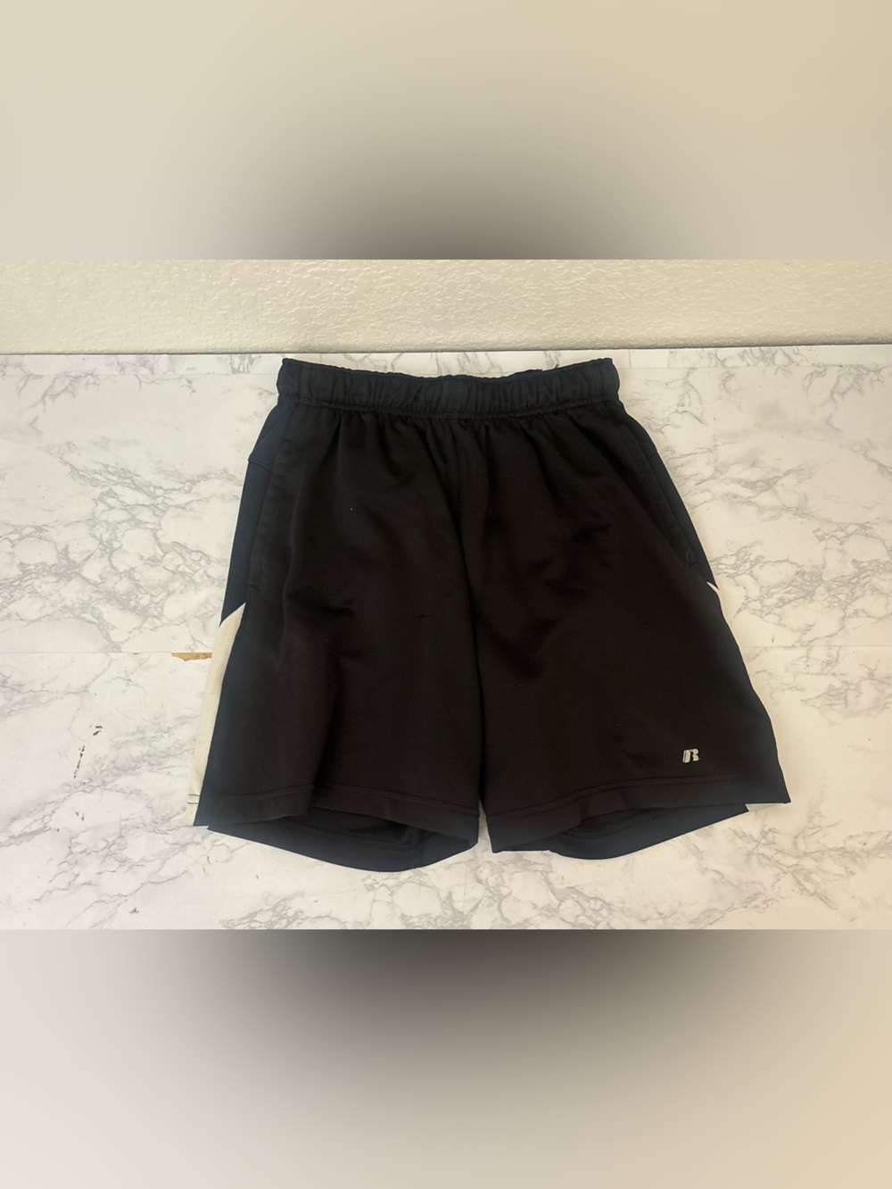 Russell Athletic Shorts Mens S 28-30 Black Mesh Performance Gym Elastic Waist